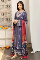 URGE - 3PC LAWN EMBROIDERED SHIRT WITH MANAAR PRINTED DUPATTA AND EMBROIDERED TROUSER - HZG1594